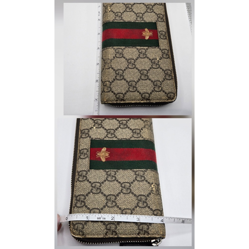 Gucci GG Supreme Web Bee Zip Around Wallet Beige 408831-493075 - Picture 7 of 11